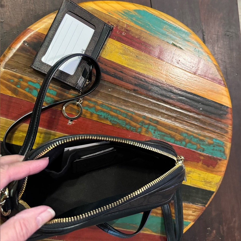 Coach Brown & Black Signature Crossbody with Matching Card Case - Picture 6 of 14